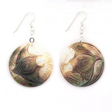 Rhodiated Sterling Silver Earrings and Tahitian Mother-of-Pearl
