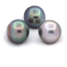 Lot of 3 Tahitian Pearls Semi-Baroque C from 12.6 to 12.7 mm