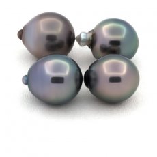 Lot of 4 Tahitian Pearls Semi-Baroque B from 10.5 to 10.9 mm