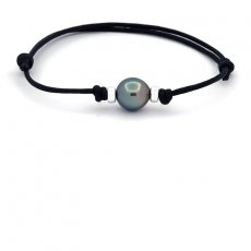 Waxed Cotton Bracelet and 1 Tahitian Pearl Semi-Baroque C 10.1 mm