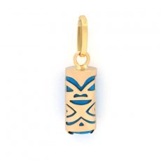 18K Gold Pendant and Turquoise - 10 mm - Luck