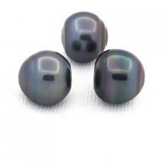 Lot of 3 Tahitian Pearls Ringed D from 13.6 to 13.8 mm
