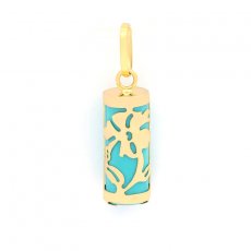 18K Gold Pendant and Turquoise - 12 mm - Hibiscus