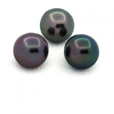 Lot of 3 Tahitian Pearls Round C 8 mm
