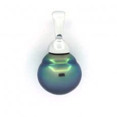 Rhodiated Sterling Silver Pendant and 1 Tahitian Pearl Semi-Baroque C+ 8.9 mm