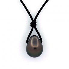 Leather Necklace and 1 Tahitian Pearl Semi-Baroque B/C 10.6 mm