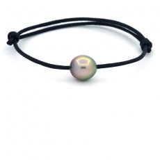 Waxed Cotton Bracelet and 1 Tahitian Pearl Semi-Baroque C 10.7 mm