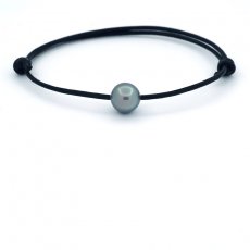 Leather Bracelet and 1 Tahitian Pearl Round C 9.4 mm