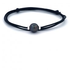 Leather Necklace and 1 Tahitian Pearl Near-Round C 11.5 mm