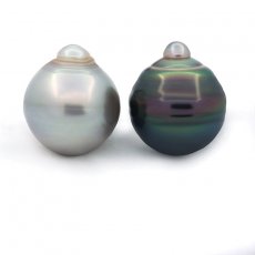 Lot of 2 Tahitian Pearls Ringed C 12.7 mm