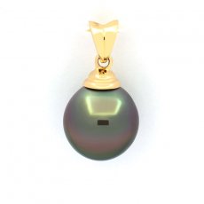 18K Solid Gold Pendant and 1 Tahitian Pearl Semi-Baroque A 11 mm