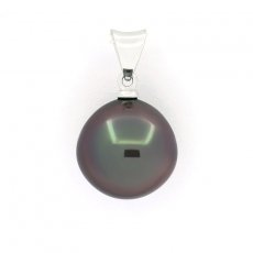 18K Solid White Gold Pendant and 1 Tahitian Pearl Semi-Baroque A 11.1 mm