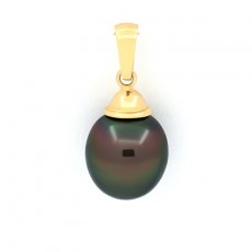 18K Solid Gold Pendant and 1 Tahitian Pearl Semi-Baroque A 11.1 mm