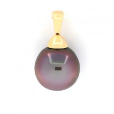 18K Solid Gold Pendant and 1 Tahitian Pearl Semi-Baroque B 10.3 mm