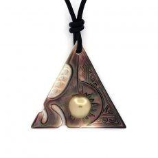 Mother-of-Pearl pendant and 1 Tahitian Pearl Near-Round C 8.9 mm