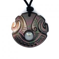 Mother-of-Pearl pendant and 1 Tahitian Pearl Round C 8.3 mm