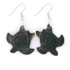 Rhodiated Sterling Silver Earrings and Tahitian Mother-of-Pearl