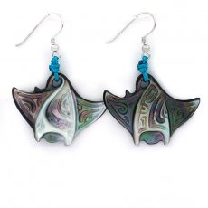 Rhodiated Sterling Silver Earrings and Tahitian Mother-of-Pearl