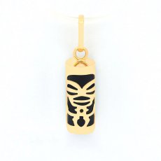 18K Gold Pendant and Black Agate - 12 mm - Musician