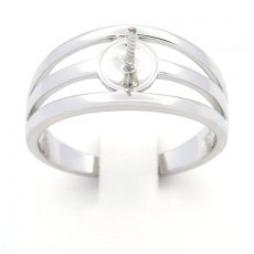 Rhodiated Sterling Silver Ring for 1 Pearl from 8 to 11 mm