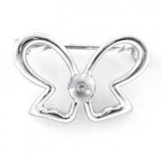 Rhodiated Sterling Silver Brooch for 1 Pearl from 8 to 10 mm