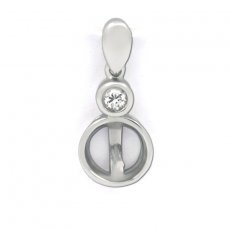 Rhodiated Sterling Silver Pendant for 1 Pearl from 8 to 10 mm