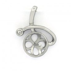 Rhodiated Sterling Silver Pendant for 1 Pearl from 9 to 13 mm