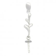 Rhodiated Sterling Silver Pendant for 1 Pearl from 6 to 11 mm