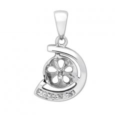 Rhodiated Sterling Silver Pendant for 1 Pearl from 7 to 10 mm